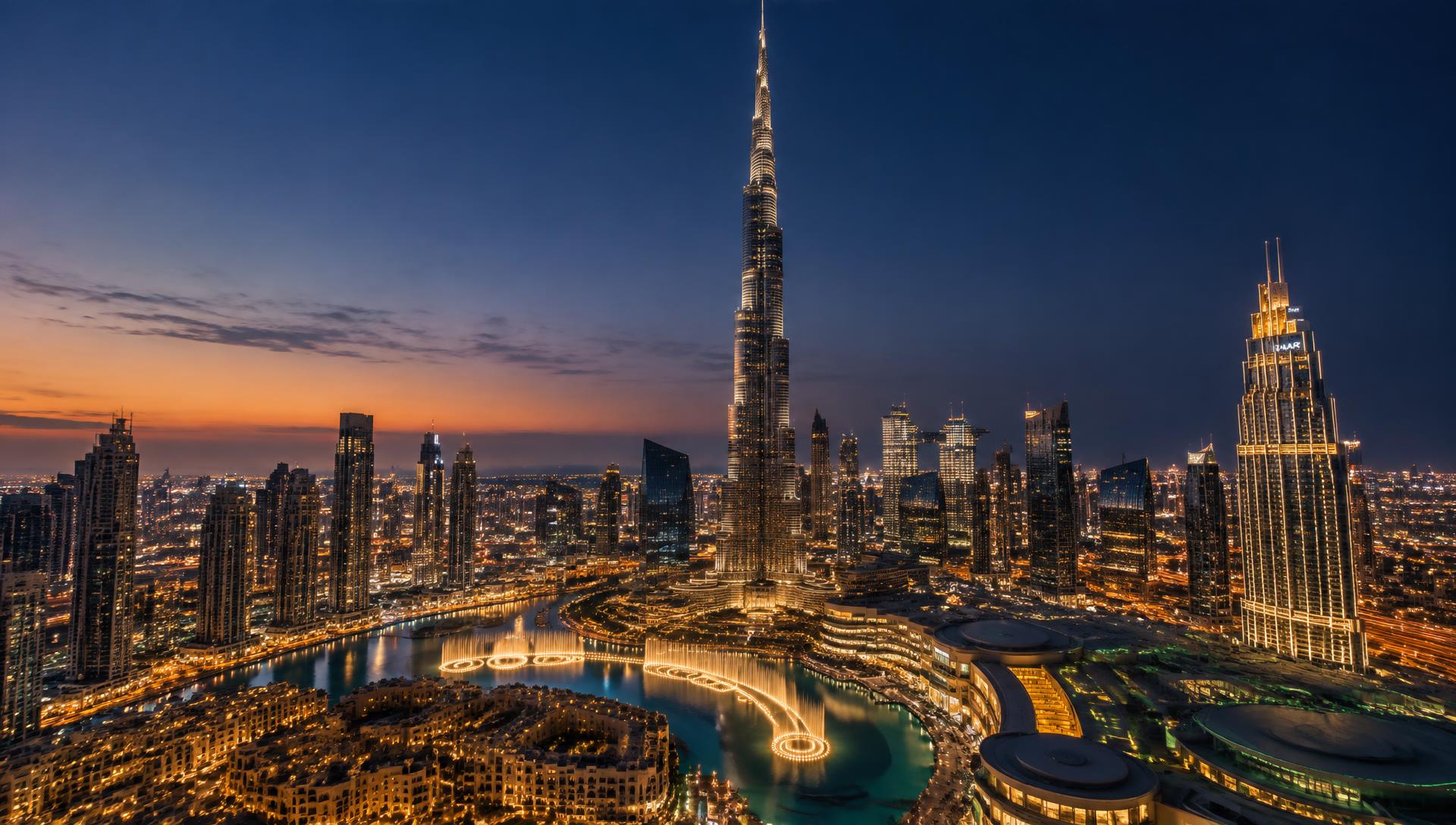 Dubai skyline at blue hour